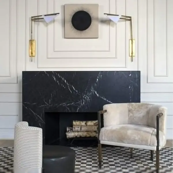 fireplace black surroundings with white nuances